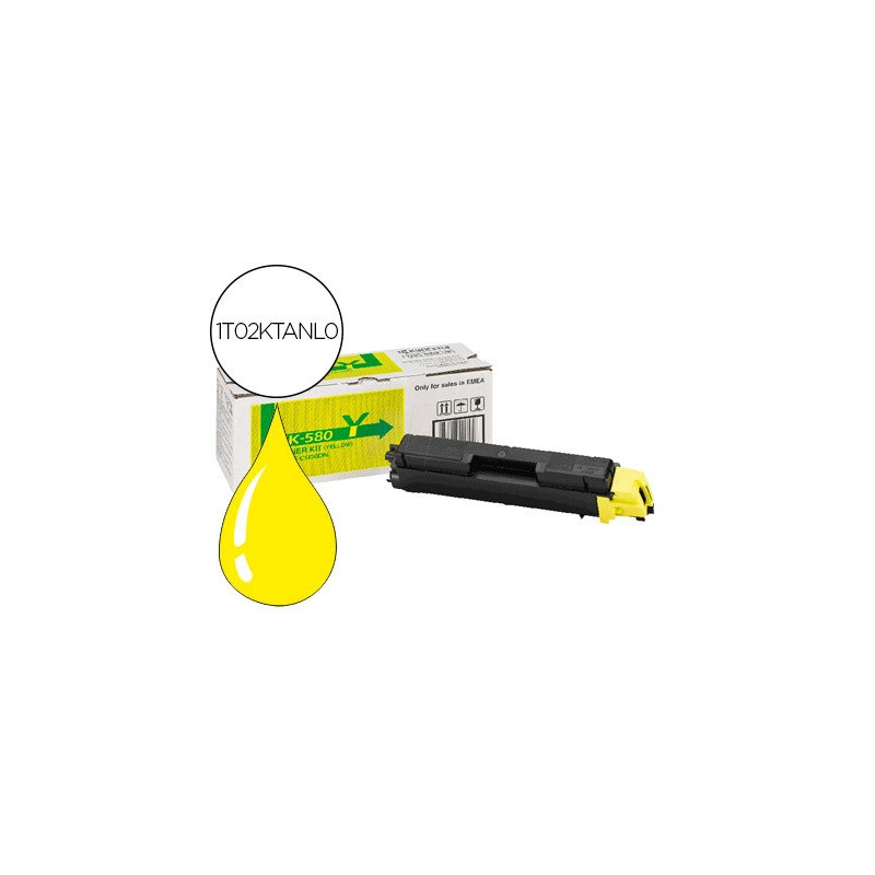 Toner laser kyocera 1t02ktanl0 tk580y pour fsc5150dn/p6021cdn couleur jaune 2800p