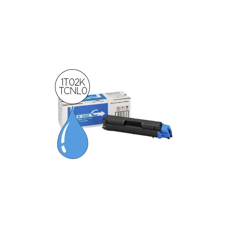 Toner laser kyocera 1t02ktcnl0 tk580c pour fsc5150dn/p6021cdn couleur cyan 2800p
