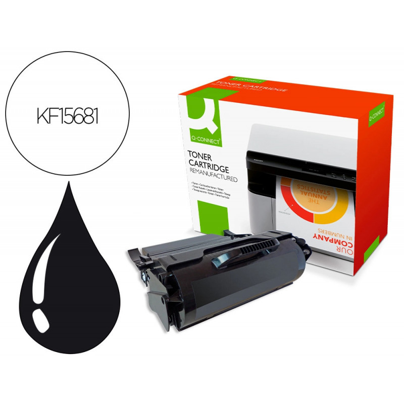 Toner q-connect compatible lexmark t650h21e t650qcn pour imprimantes t650 652 654 656 couleur noir 25000p