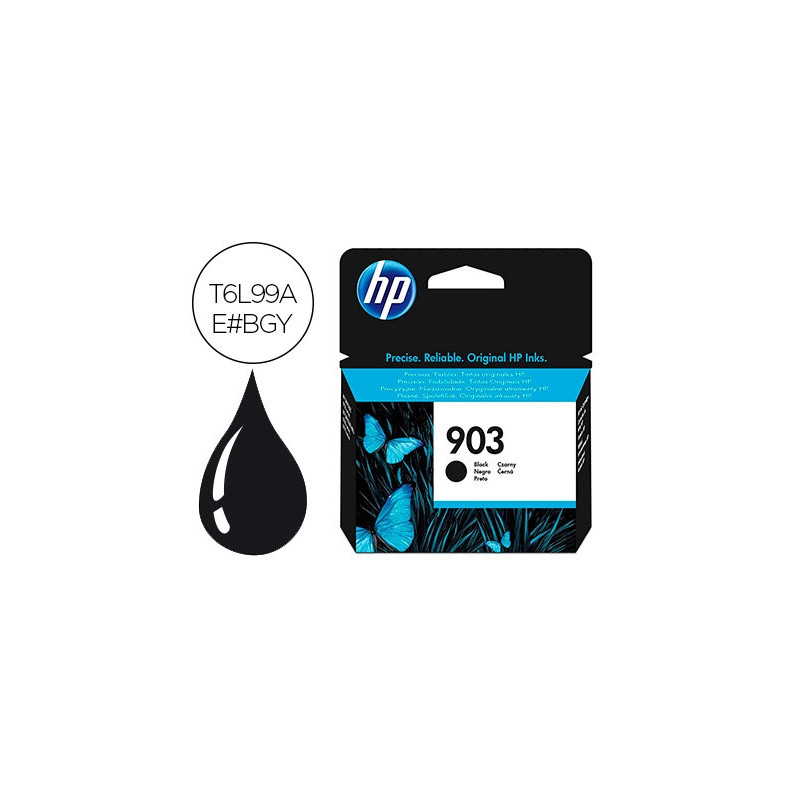 Cartouche hp 903 jet d'encre t6l99ae couleur noir 300p