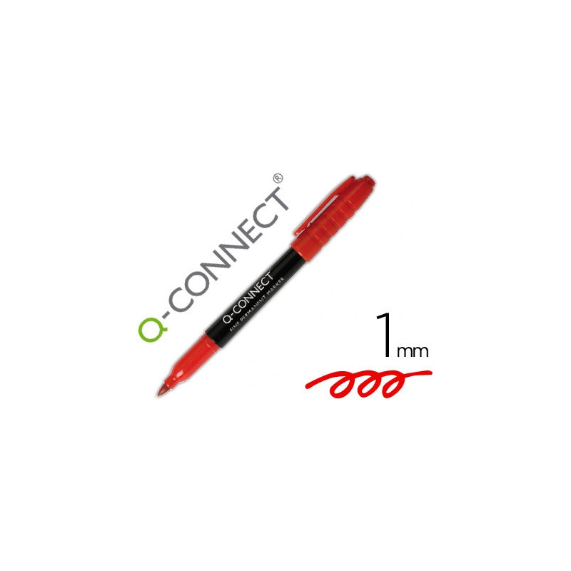 Marqueur q-connect cd-dvd pointe ronde écriture large 1mm encre indélebile séchage rapide base alcool couleur rouge