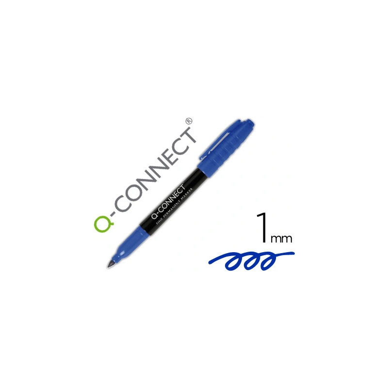 Marqueur q-connect cd-dvd pointe ronde écriture large 1mm encre indélebile séchage rapide base alcool couleur bleu
