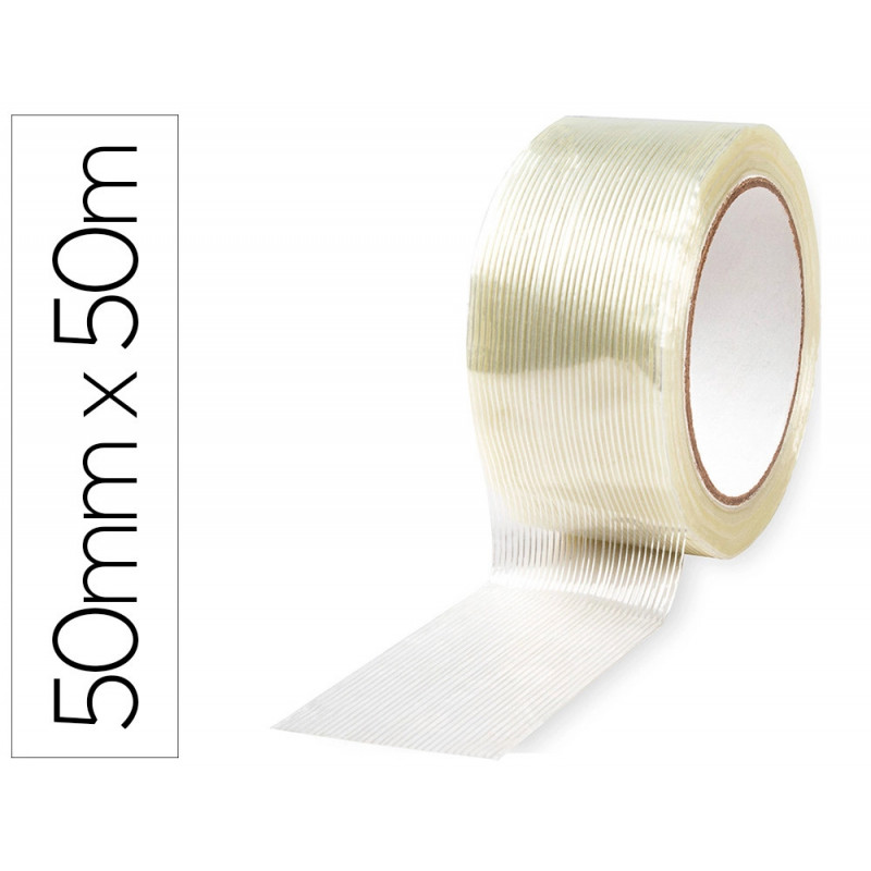 Ruban adhesif arme q-connect impermeable fils polyester pour renforcer emballages produits tres lourds 50mmx50m