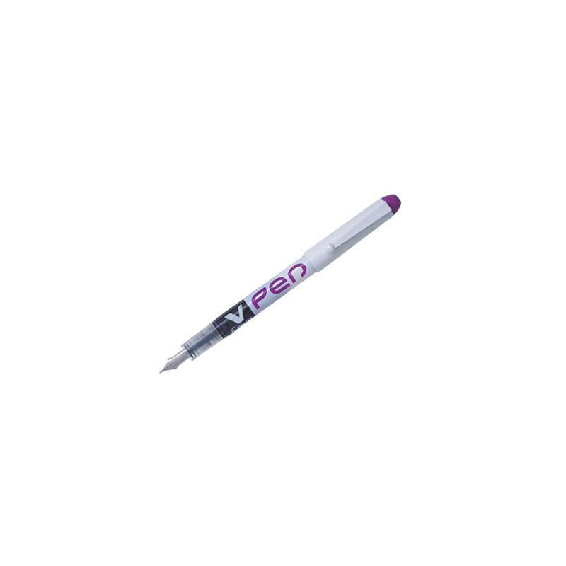 Stylo-plume pilot v pen jetable pointe moyenne régulateur débit encre liquide visible coloris violet