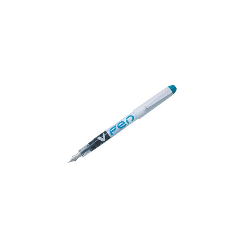 Stylo-plume pilot v pen jetable pointe moyenne régulateur débit encre liquide visible coloris turquoise