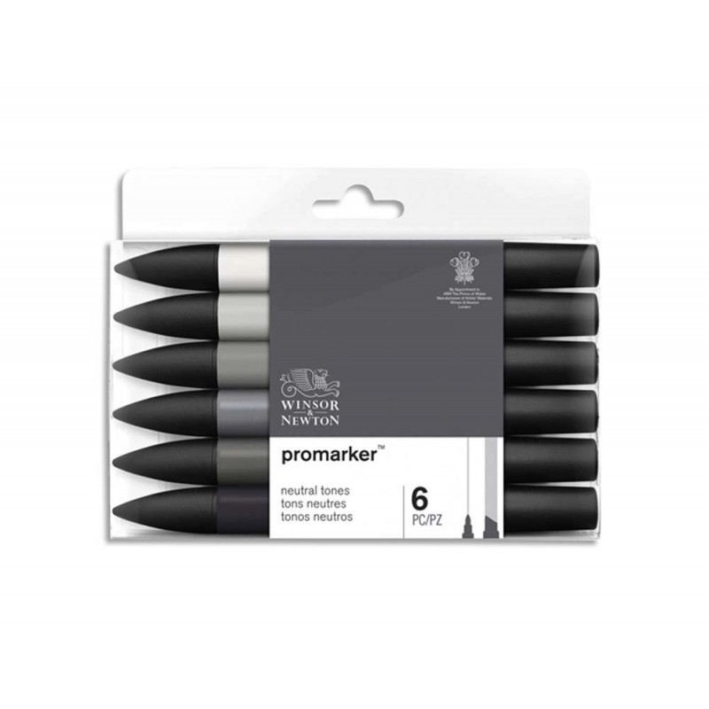 Marqueur professionnel w&n promarker double pointe tons neutres gris froid/noir set 6 unités 0290154