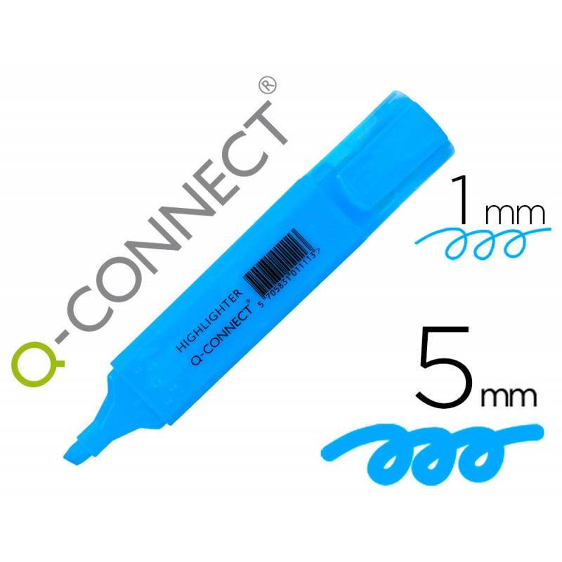 Surligneur q-connect tracé 2/5 mm pointe biseautée couleurs éclatantes bleu