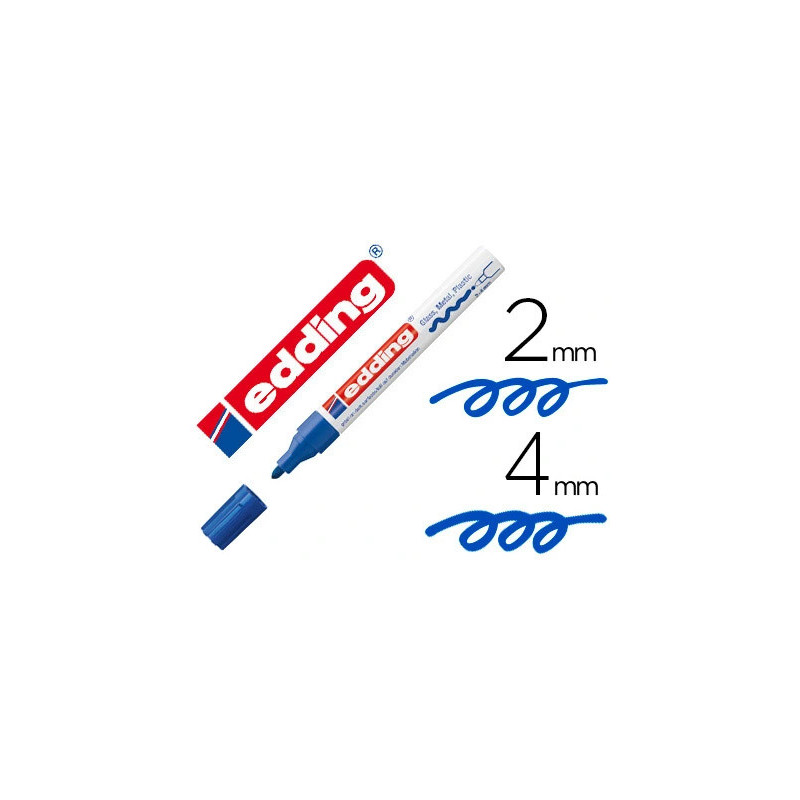 Marqueur edding permanent peinture e750 pointe moyenne 2/4mm encre laquée opaque tous supports résistant chaleur bleu