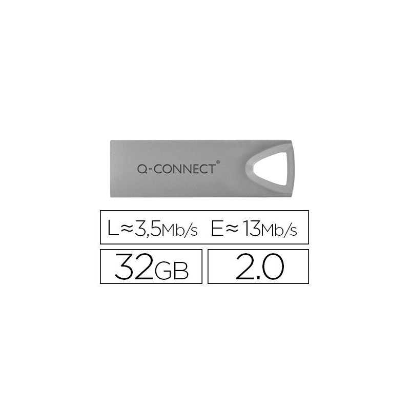 Clé usb q-connect 2.0 premium 32gb vitesse lecture 13mb/s écriture 3.5mb/s