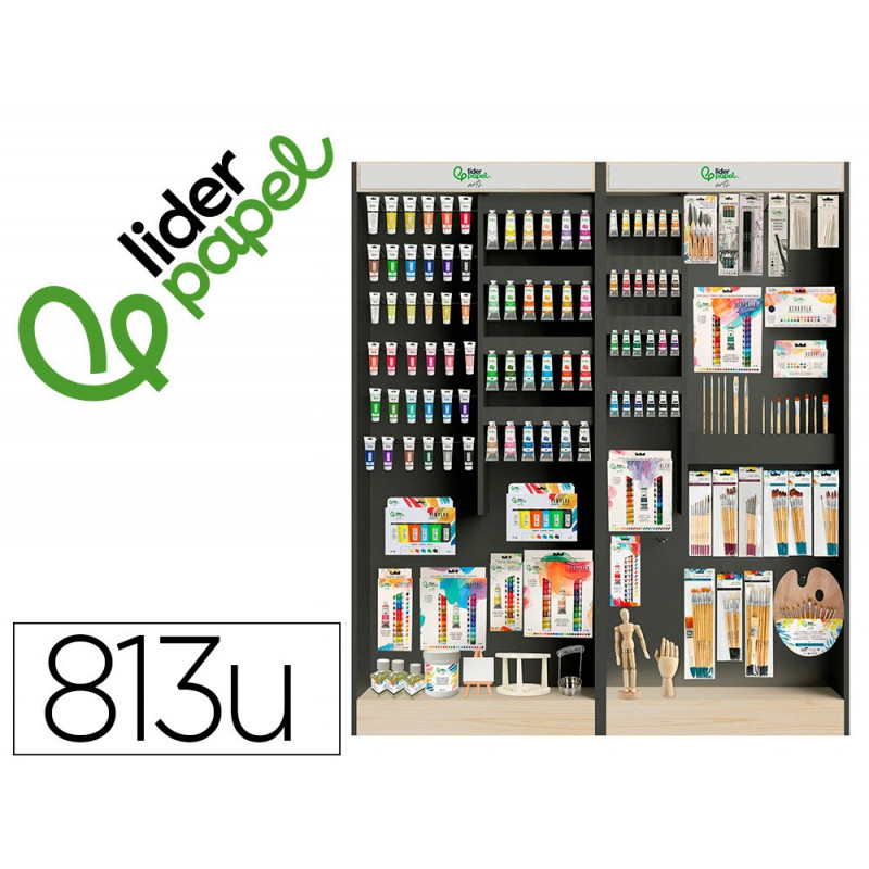 Presentoir liderpapel beaux arts de sol en bois avec 813 unites assorties 1716x300x1900 mm