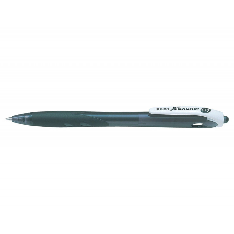 Stylo-bille pilot rexgrip écriture 0.7mm encre ultra douce corps caoutchouté rétractable rechargeable couleur noir