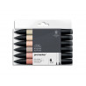 Marqueur professionnel w&n promarker double pointe teintes chair ivoire amande satin mastic corail pêche set 6 unités