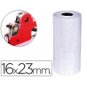 Étiquette adhésive q-connect pour étiqueteuse 2 lignes 10 chiffres format 16x23mm coloris blanc rouleau 700 unités