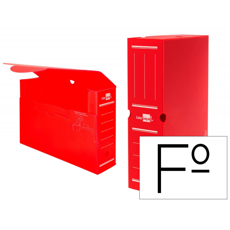 Boite a archives liderpapel polypropylene ondule dos 100mm 360x100x260mm coloris rouge