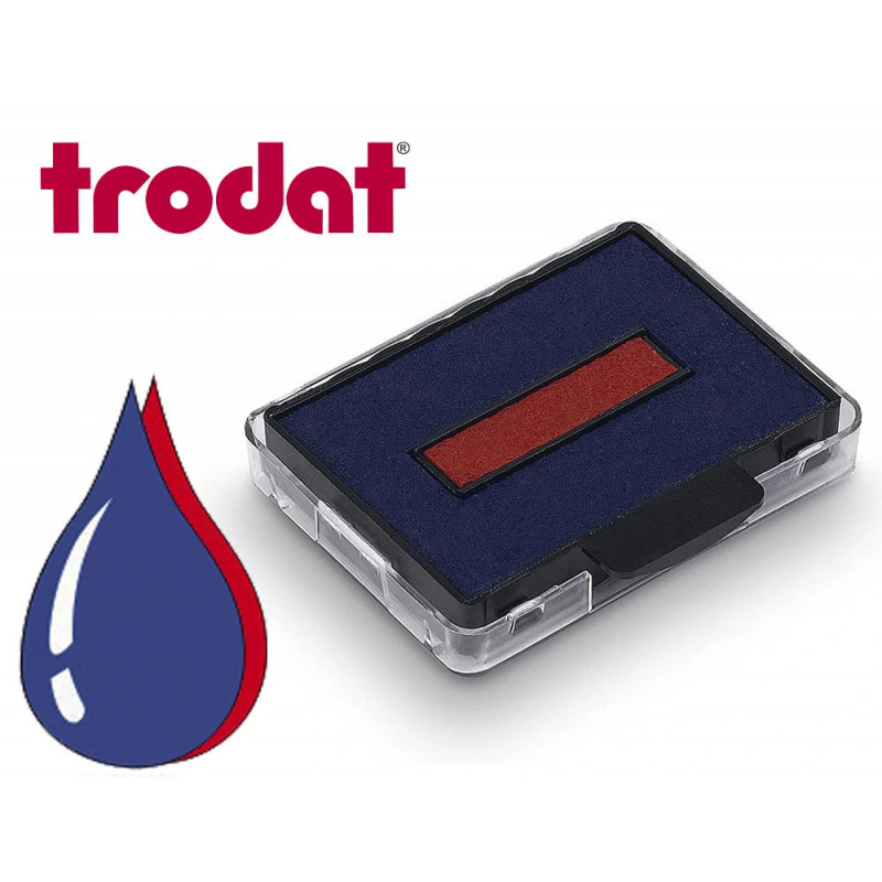 Cassette encrage bicolore trodat 6/50/2 pour tampon encreur 5430/5431/5435/5546 bleu/ro uge