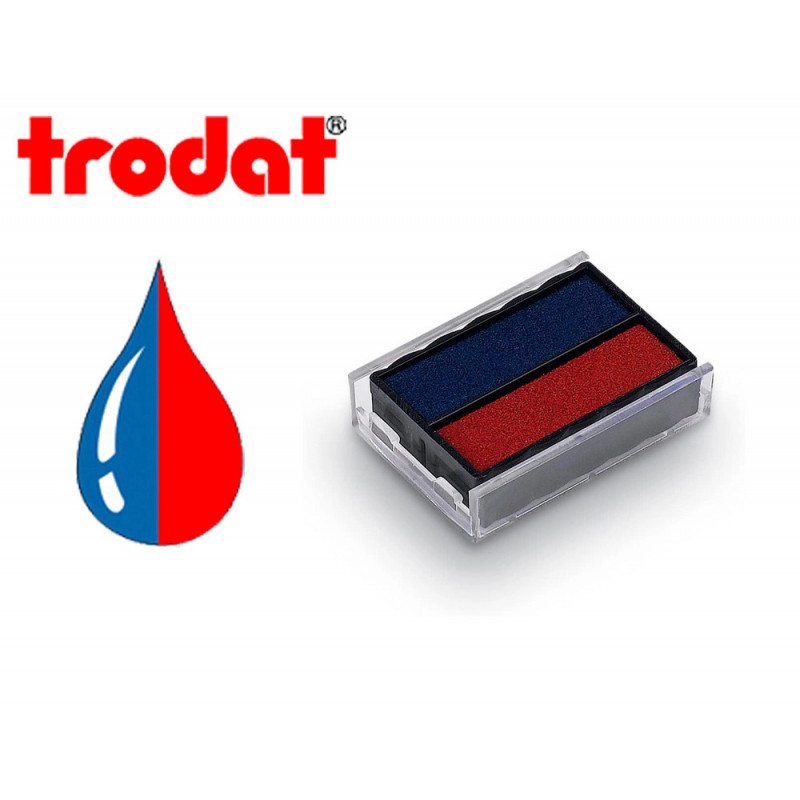 Cassette encrage bicolore trodat 6/4850/2 pour tampon encreur 4850 l1 coloris bleu/rouge