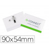 Badge q-connect pvc rigide transparent pince ou épingle format 54x90mm carte visite