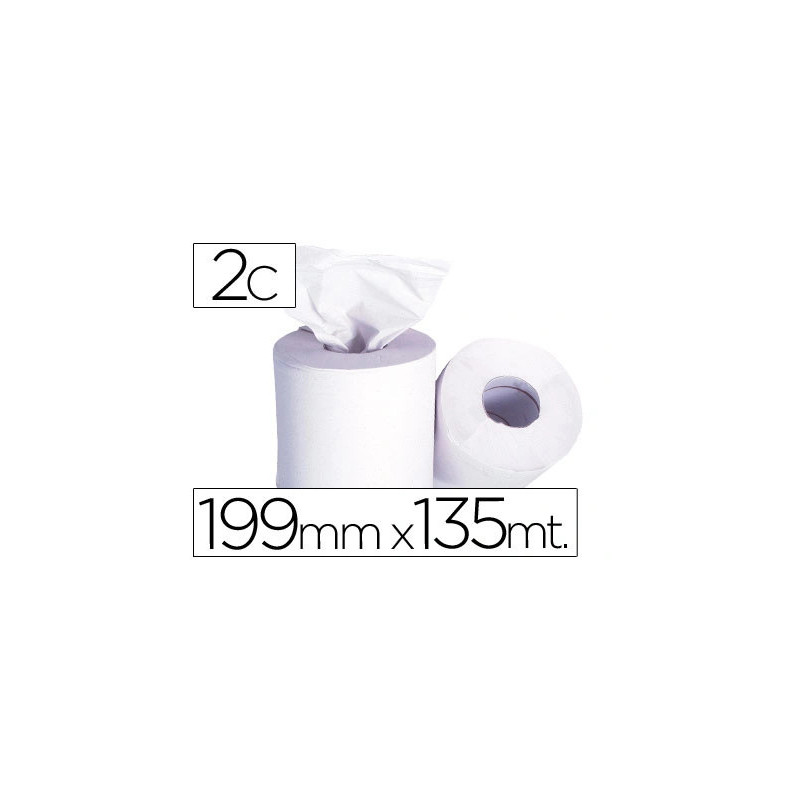 Essuie-mains q-connect 190mmx135m coloris blanc rouleau