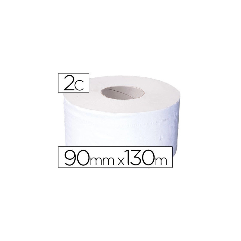 Papier hygiénique q-connect 90mmx130m double épaisseur rouleau