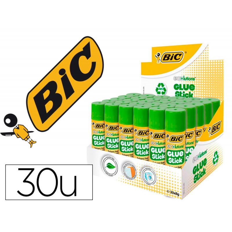 Colle bic ecolutions glue stick - lavable - colle le papier et le carton tube de 21 gr boite de 20