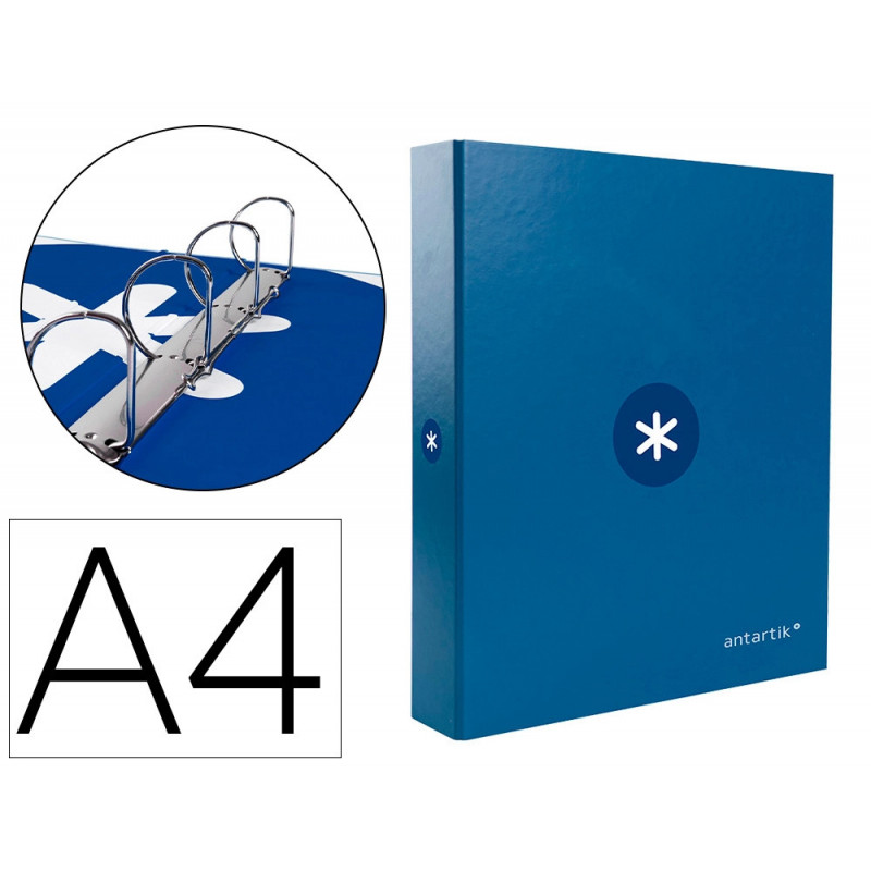 Classeur antartik 4 anneaux end 40mm a4+ carton remborde coloris bleu marine