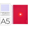 Cahier spirale antartik a5 14,8x21cm 240p 90g/m2 5x5mm 6 trous coil-lock coloris framboise
