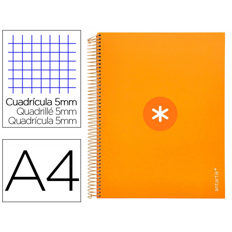 Cahier spirale antartik a4 240p 90g remborde 5x5mm microperfore 5 bandes 4 trous coloris jaune moutarde