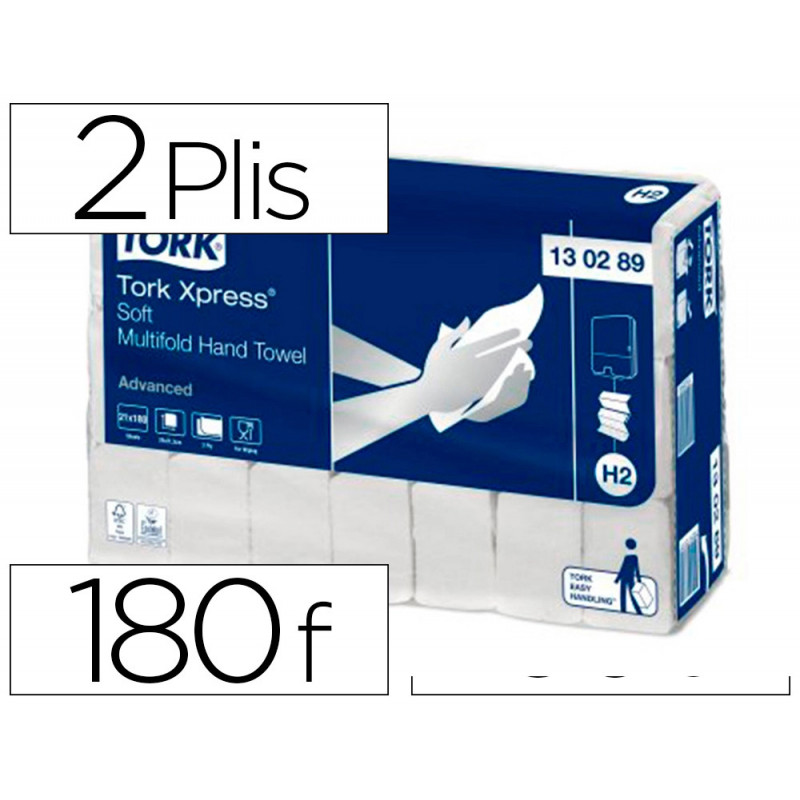 Essui mains tork plies z blanc 21.3x24cm 2 plies de 180 feuilles. paquet de 21