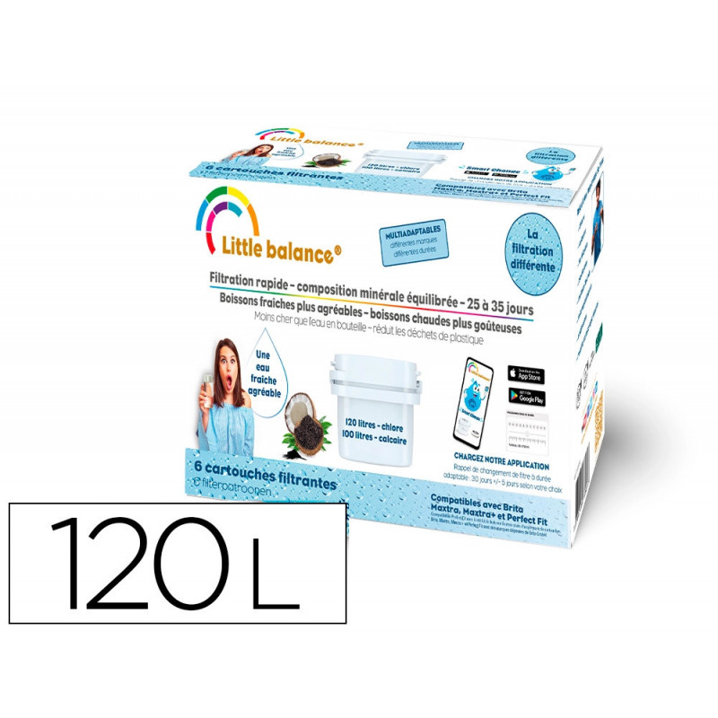 Pack de 6 cartouches filtrantes 120l. chlore 100 l. calcaire