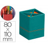 Pot crayons rhodiarama quatre compartiments en simil cuir paon velout 8x8x11cm