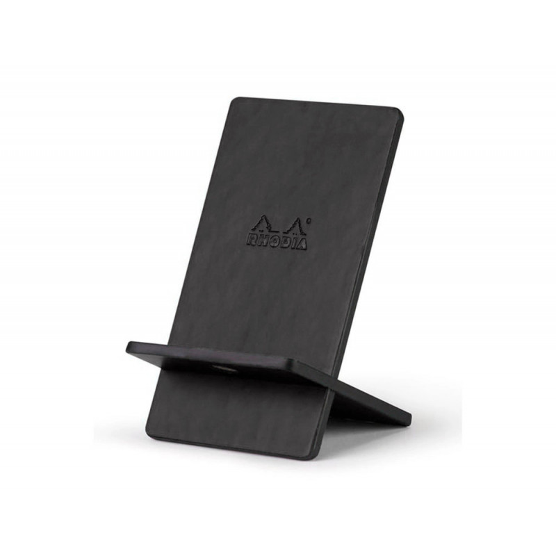 Support rhodiarama pour t l phone mobile en simil cuir noir 8x8x13,5cm