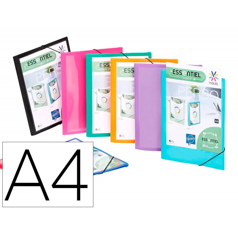 Chemise viquel 3 rabats a4 personnalisable polypropylene essentiel recycle coloris assortis