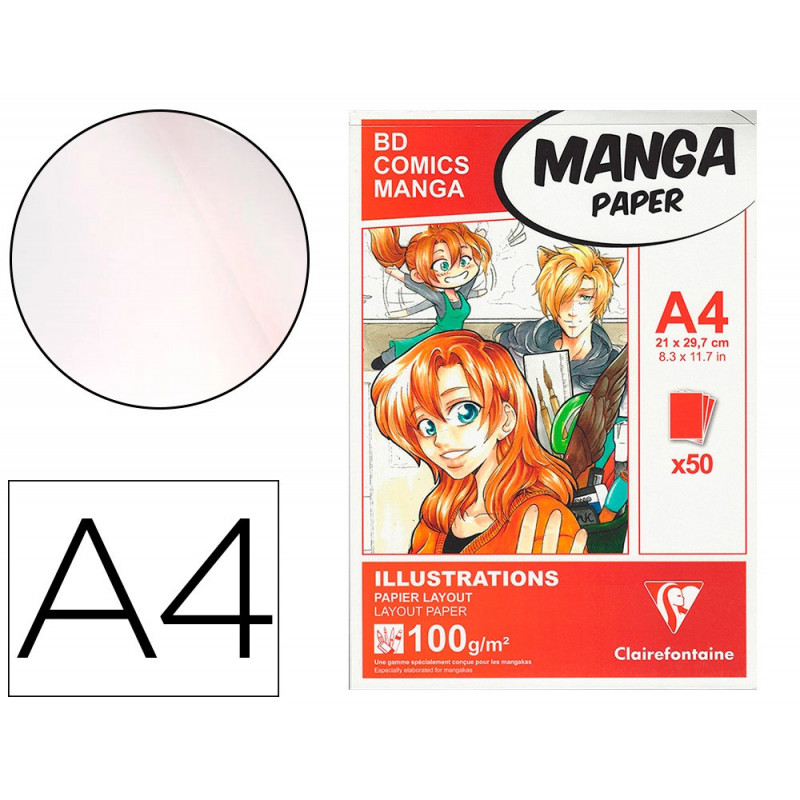 Manga illustrations bloc coll clairefontaine a4 21x29,7cm 100gr 50f