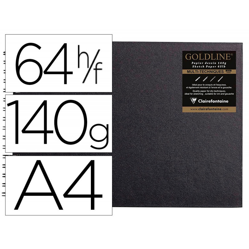 Carnet spirale paysage goldline a4 papier blanc 21x29,7cm140gr 64f