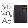 Carnet goldline spirale a5 couverture noire portrait 14,8x21cm 140g 64f