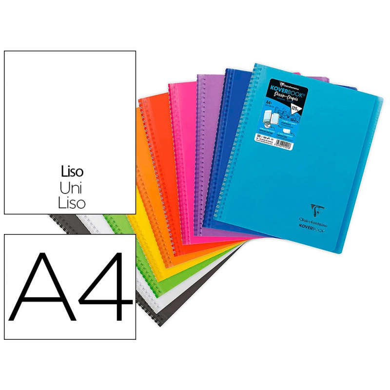 Carnet de dessin koverbook a4 2 rabats pochette couleurs assorties 22,5x29,7 cm blanc 125g 100 pages