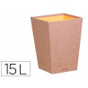 Corbeille papiers rhodiarama simil cuir taupe velout 15l 27x27x32 cm