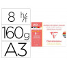 Papier dessin grain clairefontaine a3 assortiment pastel 160gr 8f