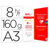 Papier dessin grain clairefontaine a3 assortiment vif 160gr 8f