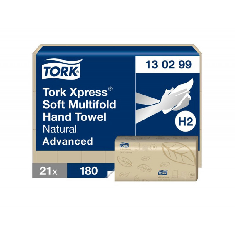 Essuie-mains tork xpress h2 advanced interfolies doux naturesl 2 plis blanc paquet 180 feuilles