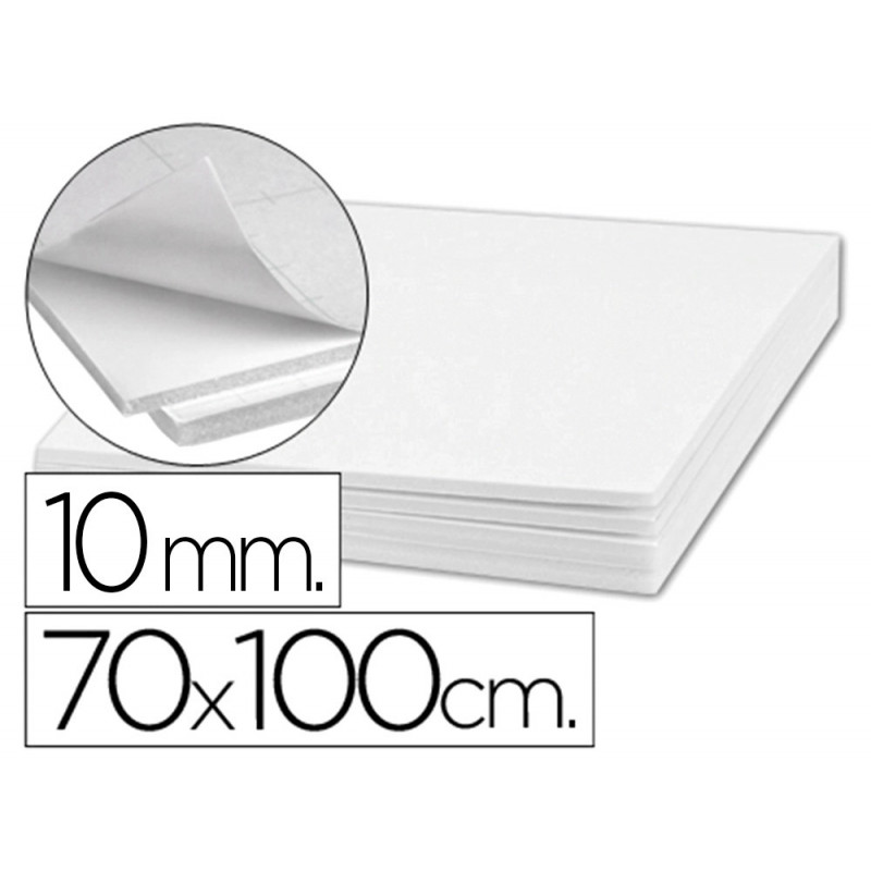 Carton plume liderpapel adhesif 1 face 70x100cm epaisseur 10mm coloris blanc