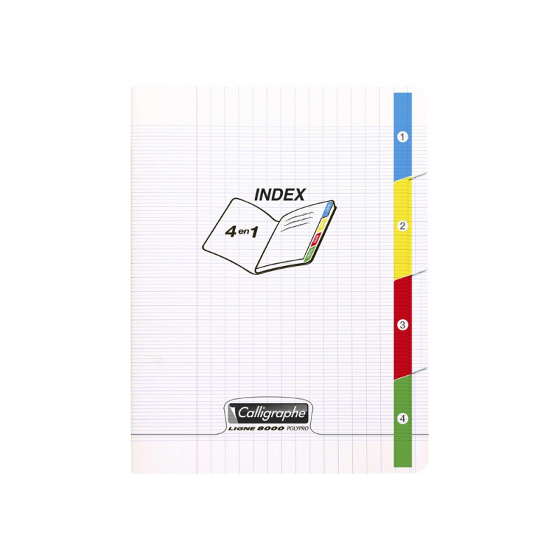 Cahier pique clairefontaine calligraphe 8000 polypro 4 index 240x320mm 96 pages 90g reglure seyes coloris