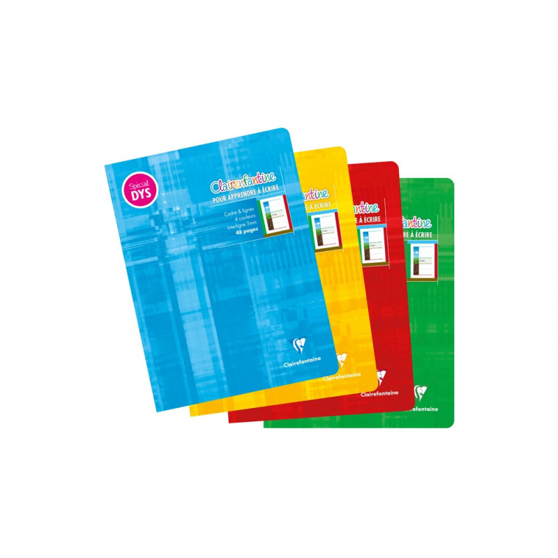 Cahier clairefontaine ecriture pique special dys 170x220mm 48p reglure cadre et lignes 4 couleurs et