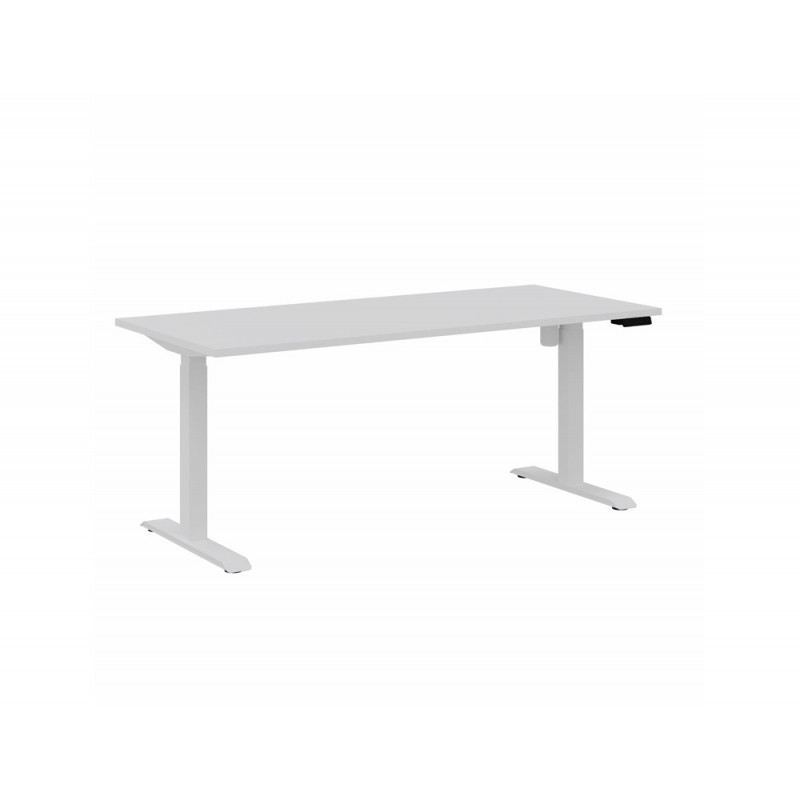 Bureau droit eol lutz 2 reglable hauteur l1800x800mm plateau blanc neige pietement blanc