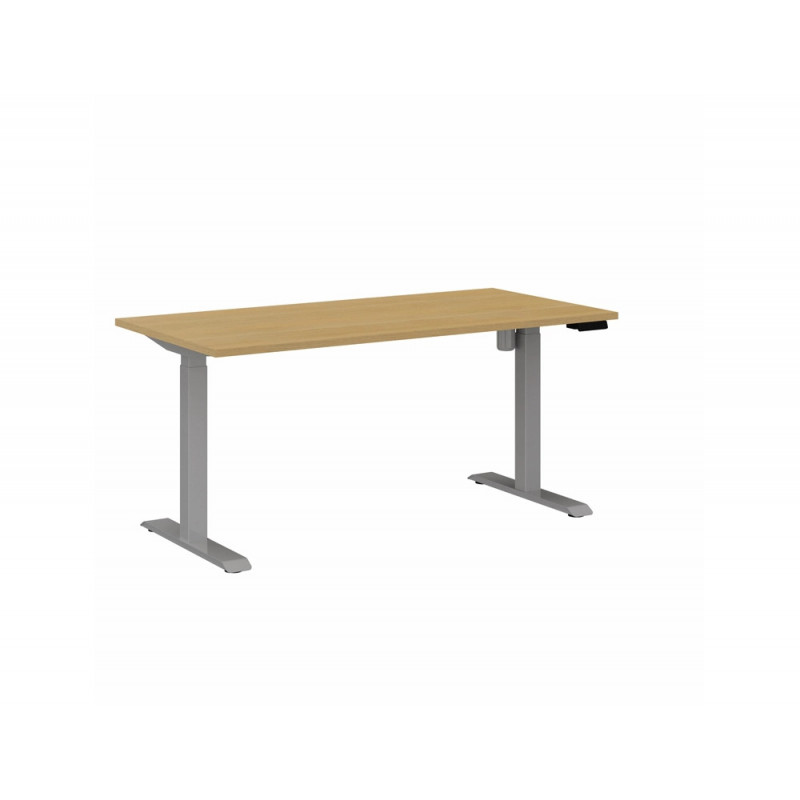 Bureau droit eol lutz 2 reglable hauteur l1600x800mm plateau chene clair pietement gris aluminium