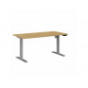 Bureau droit eol lutz 2 reglable hauteur l1600x800mm plateau chene clair pietement gris aluminium