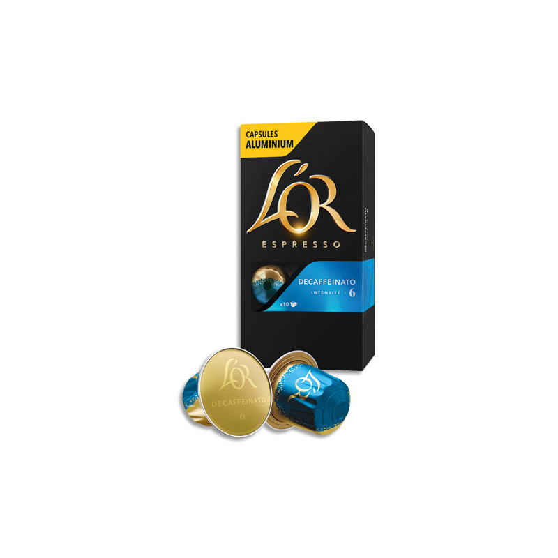 L'OR Boîte de 10 dosettes de 52g de café moulu Espresso Decaffeinato n°6