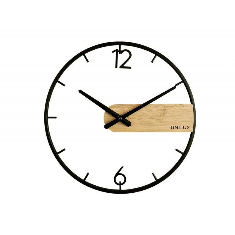 Pendule unilux circle diam. 42cm coloris noir/bambou