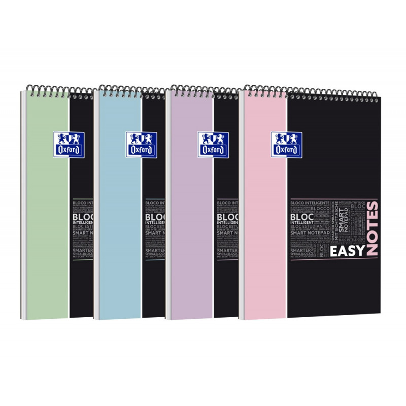 Bloc oxford etudiant easynotesreliure integrale 210x315mm 160p 4 trous reglure 5x5 pastel ass lot de 15 blocs