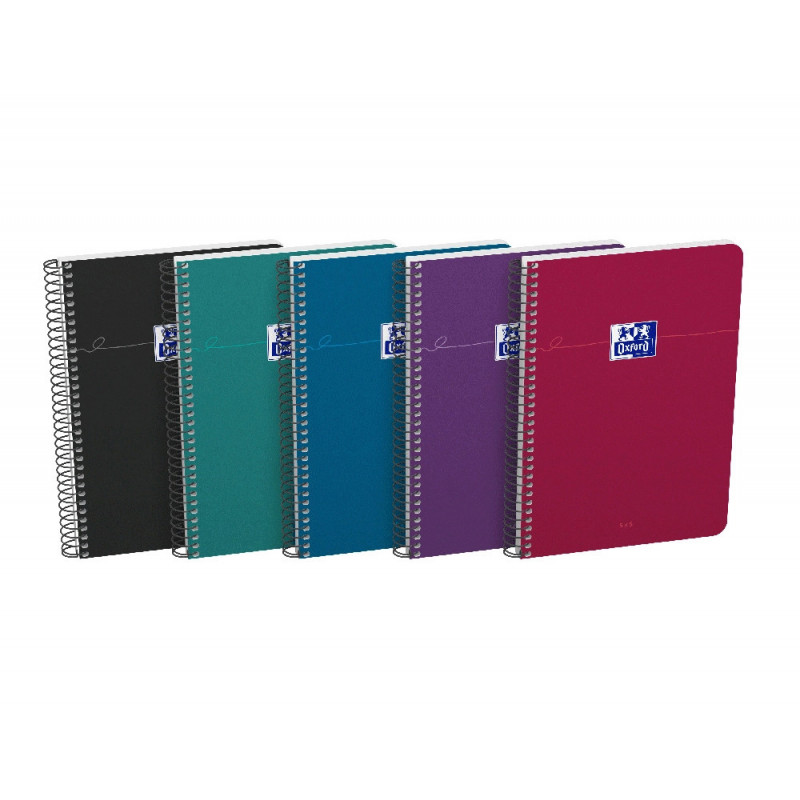 Cahier oxford smart spirale 4 trous 230x297mm 160 pages optik paper 5x5 coloris pastel assortis lot 20 unites